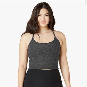 Beyond Yoga Spacedye Slim Racerback Cropped Tank in Black Charcoal, Size Small